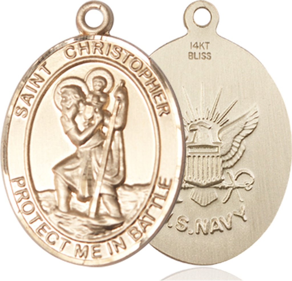 14kt Gold Saint Christopher Navy Medal