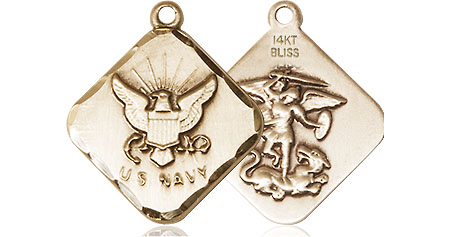 14kt Gold Navy Diamond Medal