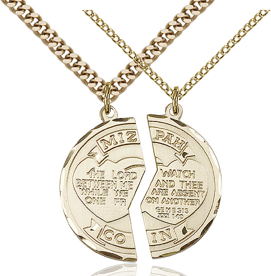 14kt Gold Filled Miz Pah Coin Set Army Pendant on a 18 inch Gold Plate Light Curb chain