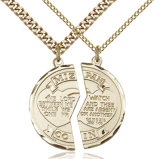 14kt Gold Filled Miz Pah Coin Set Coast Guard Pendant on a 18 inch Gold Plate Light Curb chain