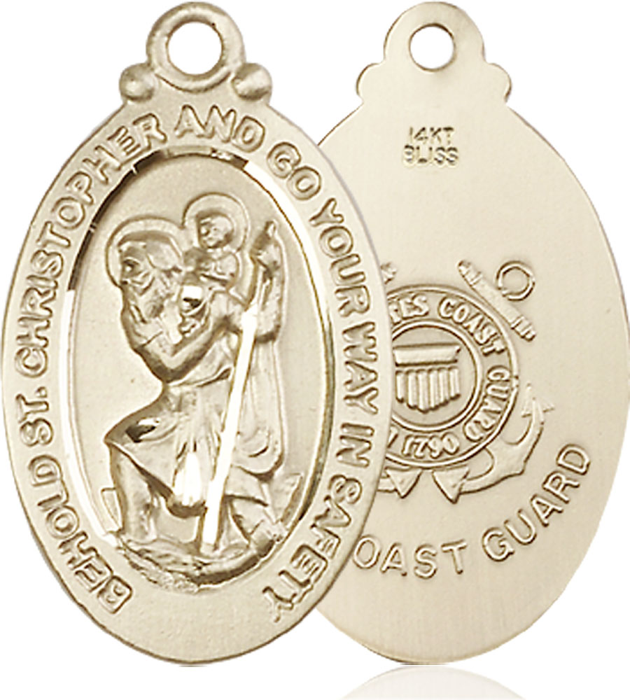 14kt Gold Saint Christopher Coast Guard Medal