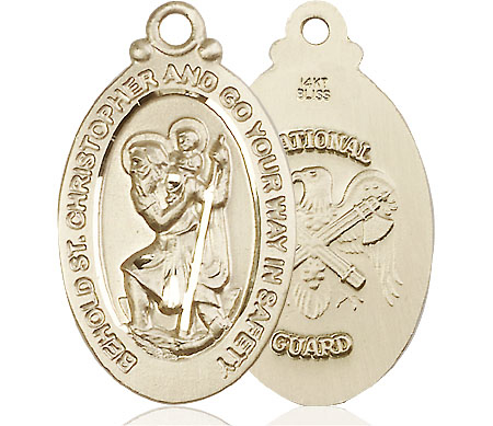14kt Gold Saint Christopher National Guard Medal