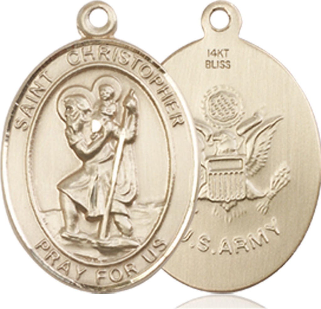 14kt Gold Saint Christopher Army Medal