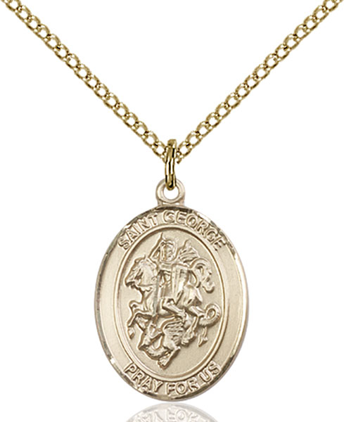 14kt Gold Filled Saint George Paratrooper Pendant on a 18 inch Gold Filled Light Curb chain