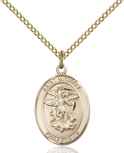 14kt Gold Filled Saint Michael Paratrooper Pendant on a 18 inch Gold Filled Light Curb chain