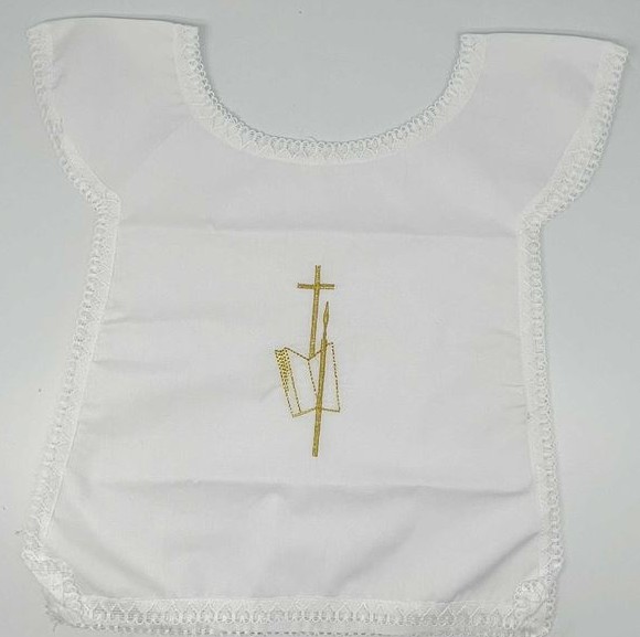 Baptismal Garment with LARGE Head Hole-Cross/Book