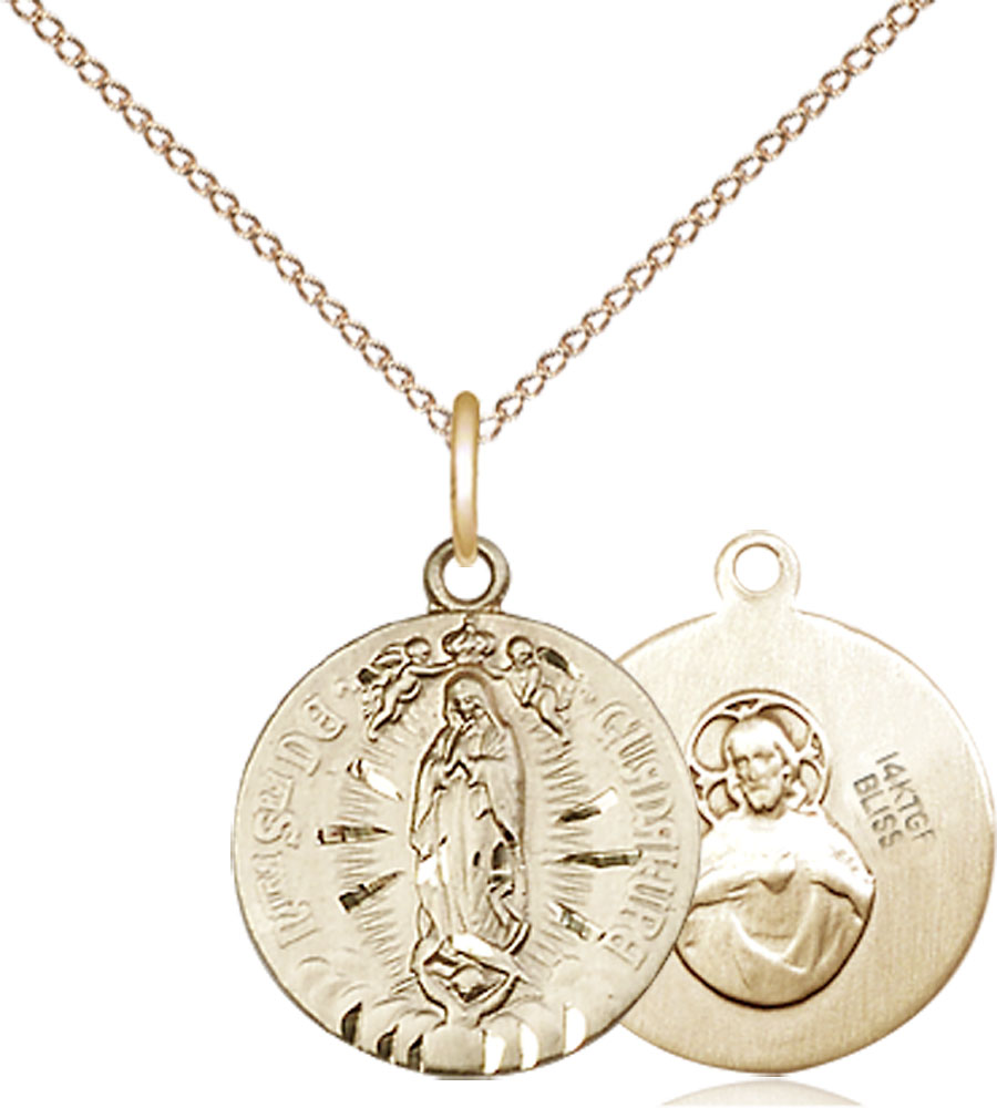 14kt Gold Filled Our Lady of Guadalupe Pendant on a 18 inch Gold Filled Light Curb chain