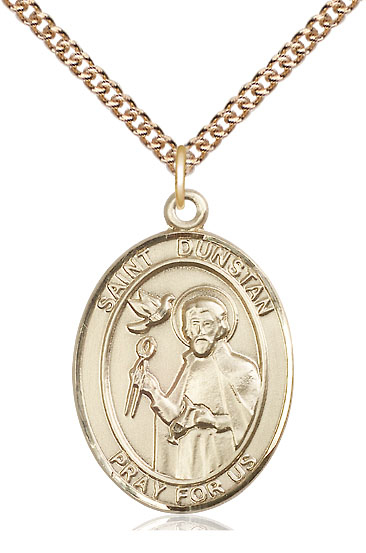 14kt Gold Filled Saint Dunstan Pendant on a 24 inch Gold Filled Heavy Curb chain