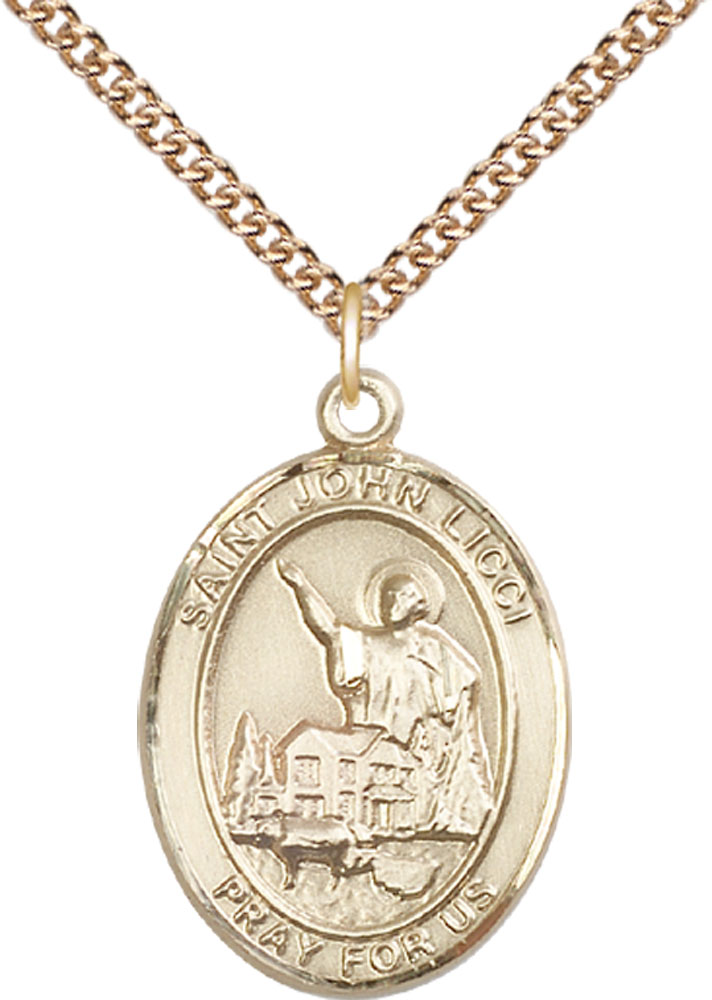 14kt Gold Filled Saint John Licci Pendant on a 24 inch Gold Filled Heavy Curb chain