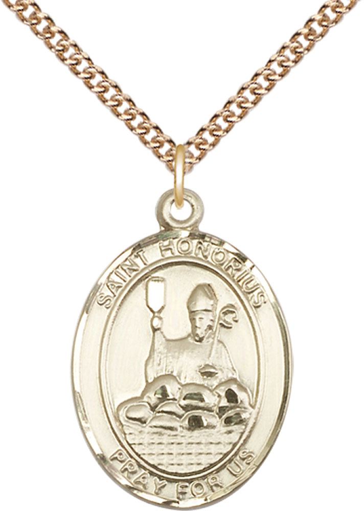 14kt Gold Filled Saint Honorius Pendant on a 24 inch Gold Filled Heavy Curb chain