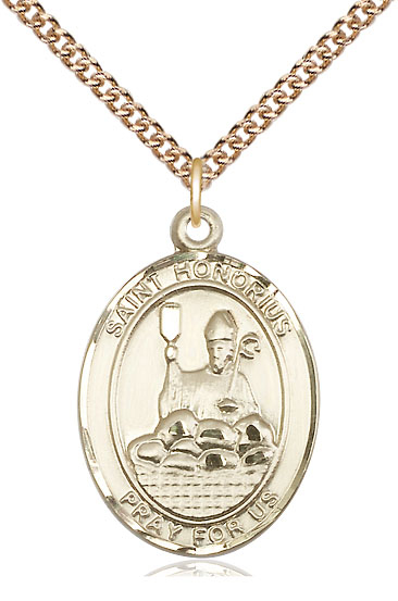14kt Gold Filled Saint Honorius Pendant on a 24 inch Gold Filled Heavy Curb chain
