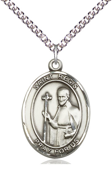 Sterling Silver Saint Regis Pendant on a 24 inch Sterling Silver Heavy Curb chain