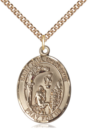 14kt Gold Filled Paul the Hermit Pendant on a 24 inch Gold Filled Heavy Curb chain