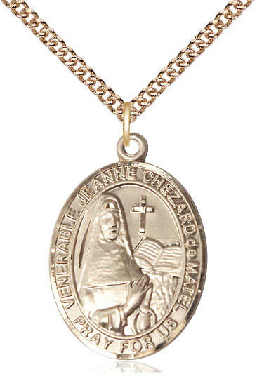 14kt Gold Filled Jeanne Chezard de Matel Pendant on a 24 inch Gold Filled Heavy Curb chain