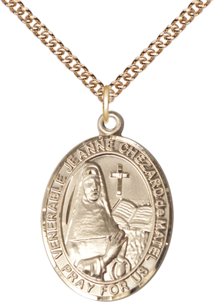 14kt Gold Filled Jeanne Chezard de Matel Pendant on a 24 inch Gold Filled Heavy Curb chain