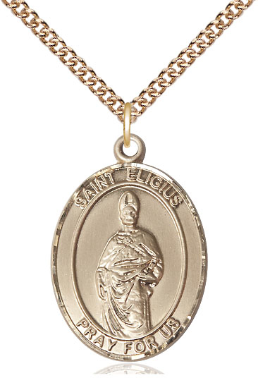 14kt Gold Filled Saint Eligius Pendant on a 24 inch Gold Filled Heavy Curb chain