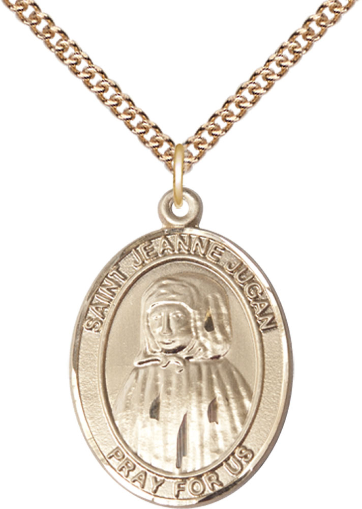 14kt Gold Filled Saint Jeanne Jugan Pendant on a 24 inch Gold Filled Heavy Curb chain