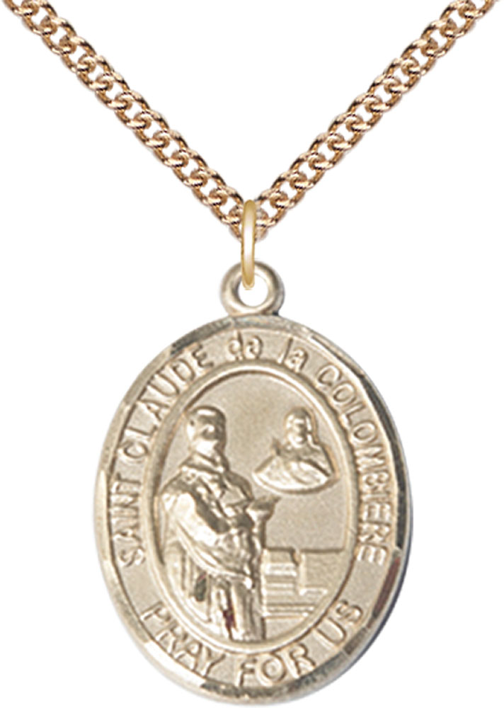14kt Gold Filled Saint Claude de la Colombiere Pendant on a 24 inch Gold Filled Heavy Curb chain