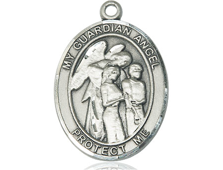 Sterling Silver Guardian Angel w/Children Medal