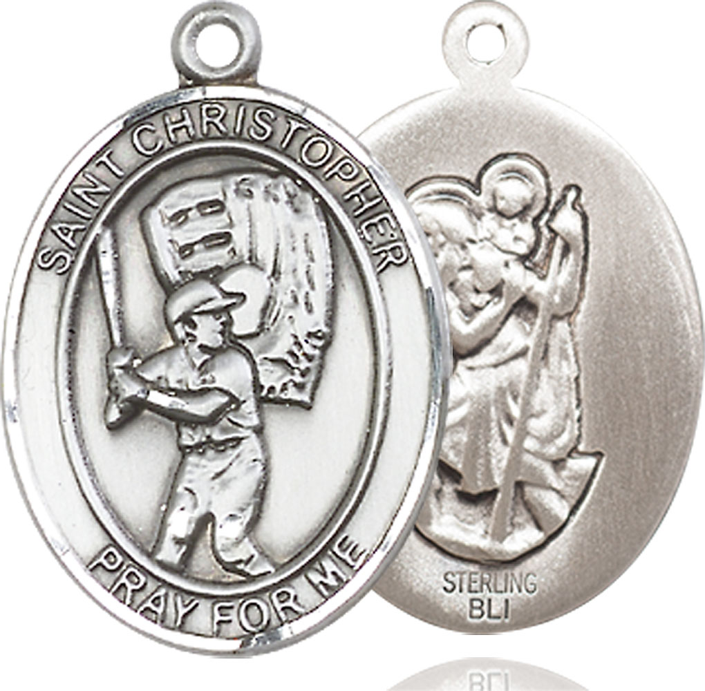 Sterling Silver Saint Christopher Baseball Medal