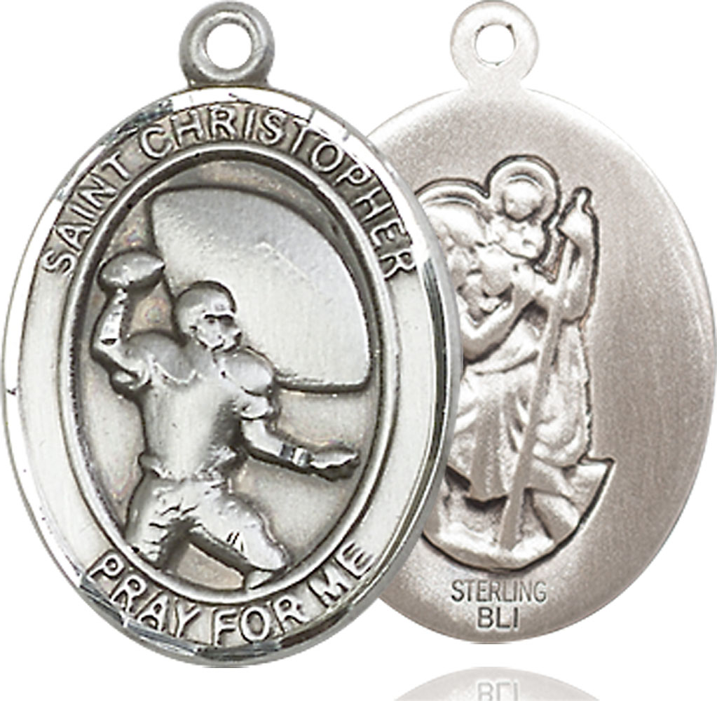 Sterling Silver Saint Christpher Football Medal