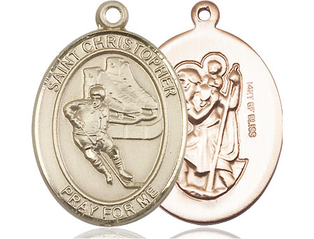 14kt Gold Filled Saint Christopher Hockey Medal
