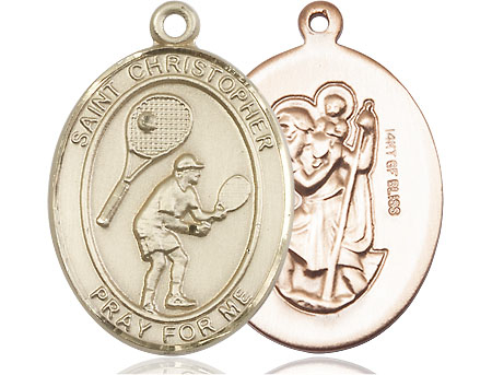 14kt Gold Filled Saint Christopher Tennis Medal