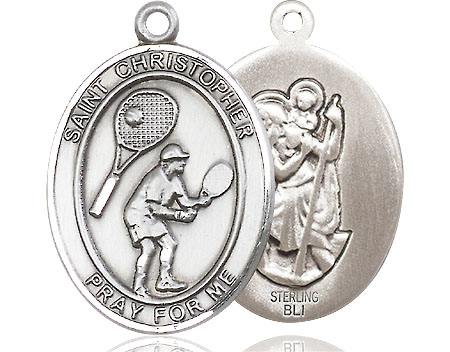 Sterling Silver Saint Christopher Tennis Medal