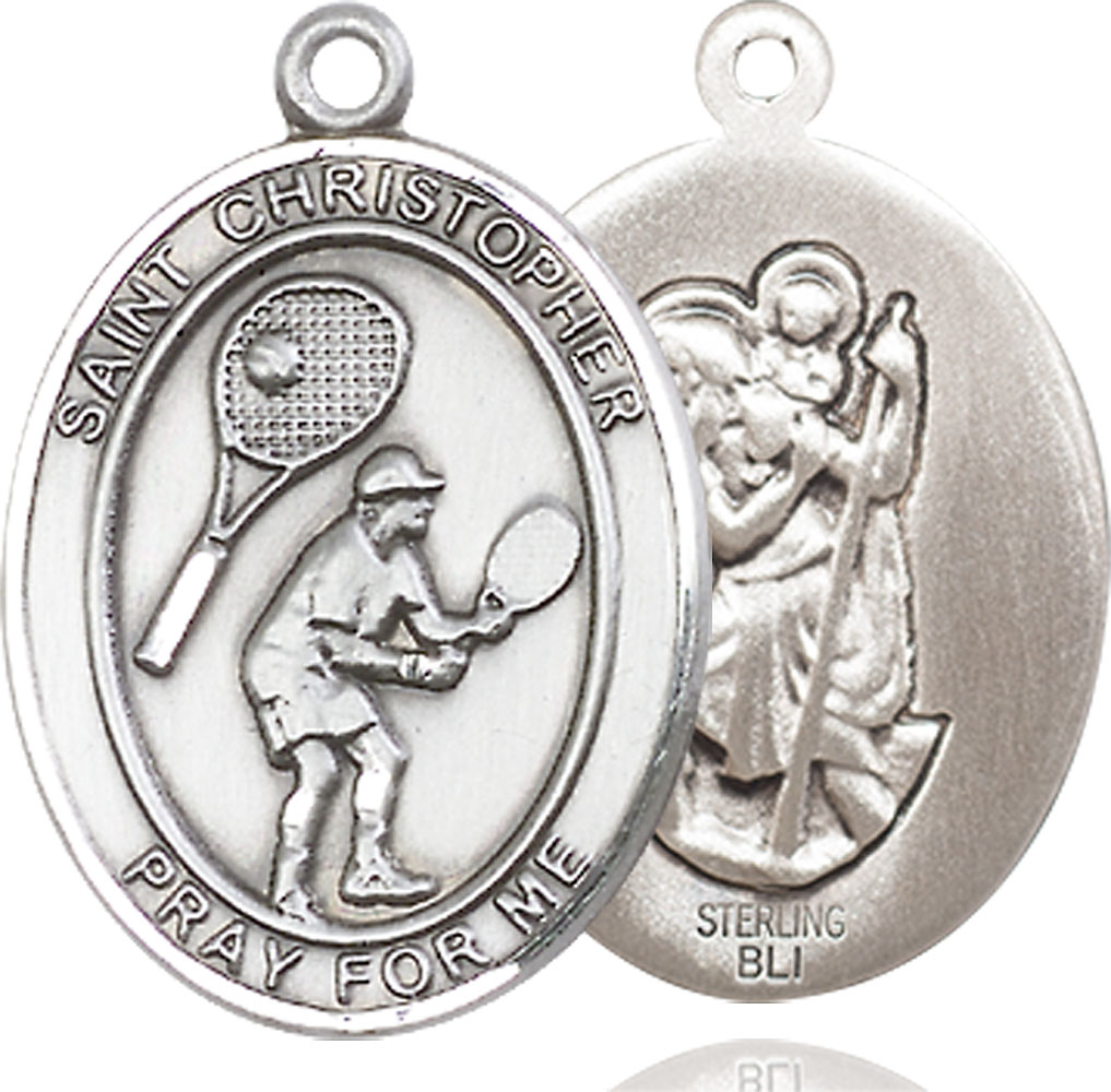 Sterling Silver Saint Christopher Tennis Medal
