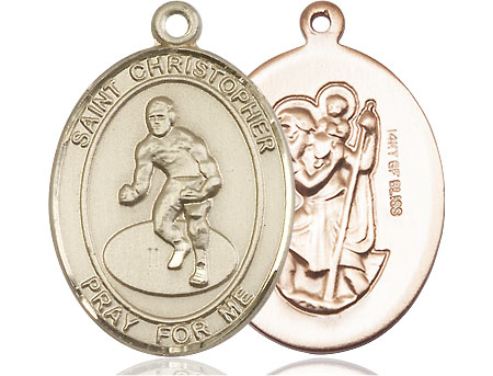 14kt Gold Filled Saint Christopher Wrestling Medal