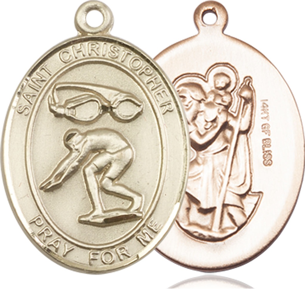 14kt Gold Filled Saint Christopher Swimming Medal