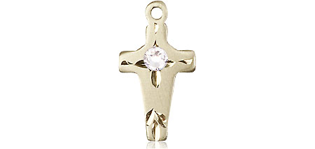 14kt Gold Filled Cross Medal with a 3mm Crystal Swarovski stone