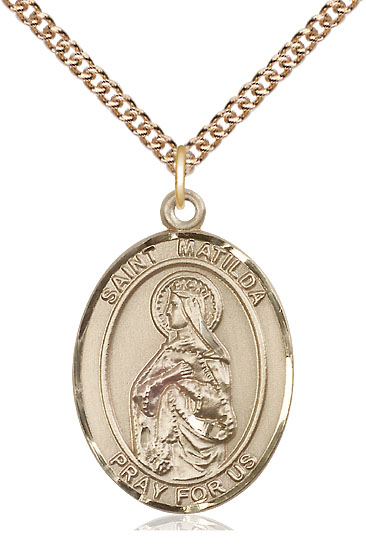 14kt Gold Filled Saint Matilda Pendant on a 24 inch Gold Filled Heavy Curb chain