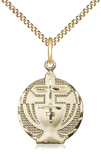 14kt Gold Filled Communion Pendant on a 18 inch Gold Plate Light Curb chain