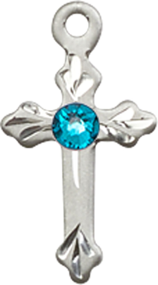 Sterling Silver Cross Medal with a 3mm Zircon Swarovski stone