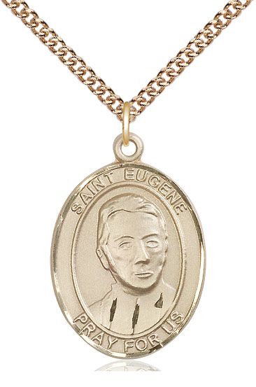 14kt Gold Filled Saint Eugene de Mazenod Pendant on a 24 inch Gold Filled Heavy Curb chain