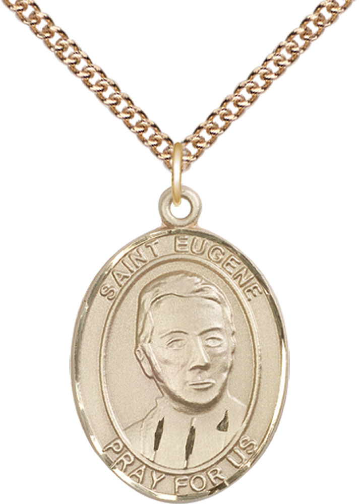 14kt Gold Filled Saint Eugene de Mazenod Pendant on a 24 inch Gold Filled Heavy Curb chain