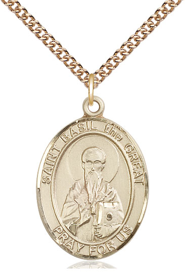 14kt Gold Filled Saint Basil the Great Pendant on a 24 inch Gold Filled Heavy Curb chain