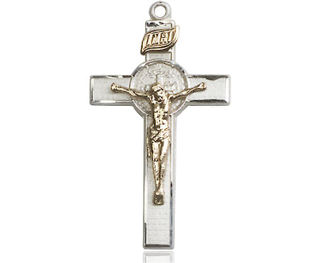 Two-Tone GF/SS Saint Benedict Crucifix Medal