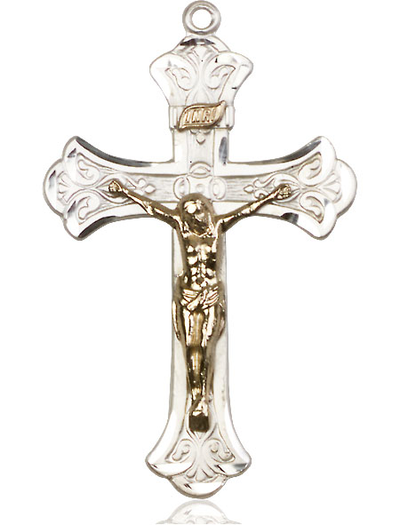 Two-Tone GF/SS Crucifix Medal - With Box