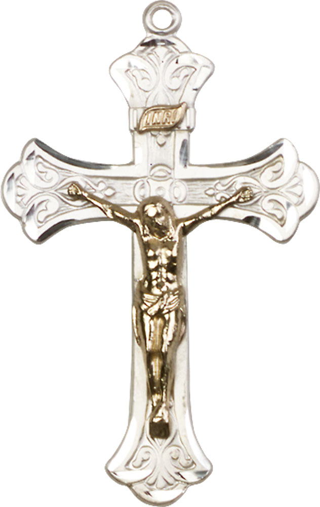 Two-Tone GF/SS Crucifix Medal - With Box
