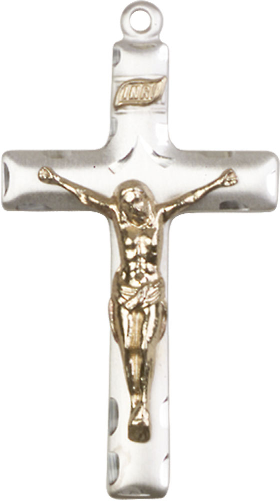 Two-Tone GF/SS Crucifix Medal - With Box