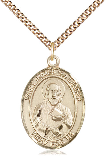 14kt Gold Filled Saint James the Lesser Pendant on a 24 inch Gold Filled Heavy Curb chain