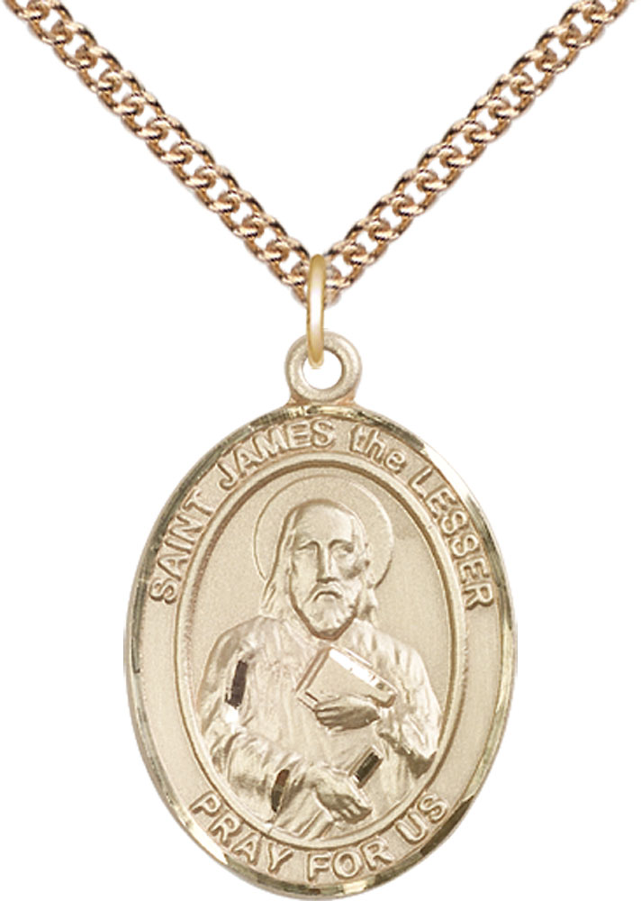 14kt Gold Filled Saint James the Lesser Pendant on a 24 inch Gold Filled Heavy Curb chain