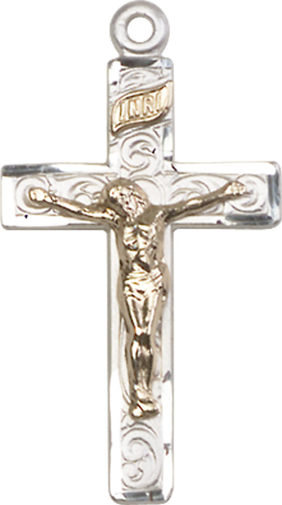 Two-Tone GF/SS Crucifix Medal - With Box
