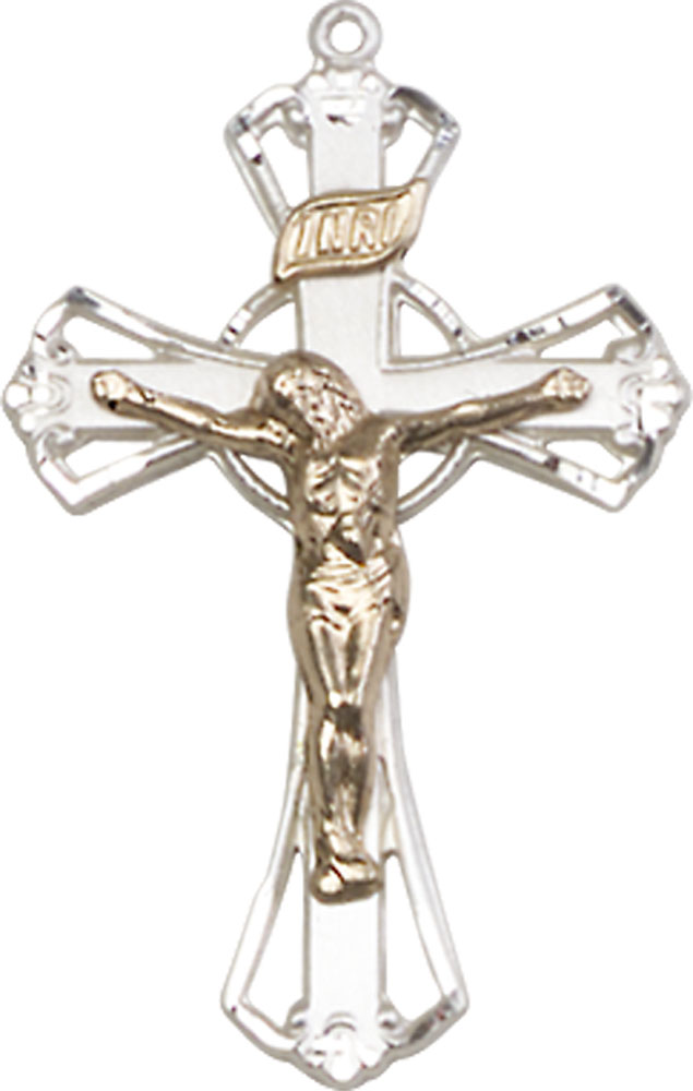 Two-Tone GF/SS Crucifix Medal - With Box