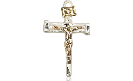 Two-Tone GF/SS Nail Crucifix Medal