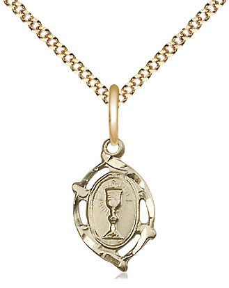 14kt Gold Filled Communion Pendant on a 18 inch Gold Plate Light Curb chain