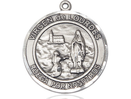 Sterling Silver Virgen de Lourdes Medal