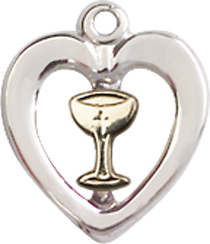 Two-Tone GF/SS Heart / Chalice Medal